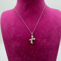 Minimalist Zirkon Taşlı Fiyonk Çelik Kolye - 45 cm