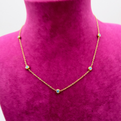 Nazar Boncuklu Minimalist Gold Çelik Kolye - 45 cm