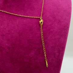 Nazar Boncuklu Minimalist Gold Çelik Kolye - 45 cm