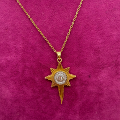 Modern Güneş Işığı Gold Çelik Kolye - 45 cm