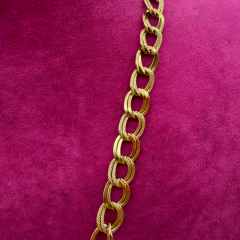 Dokulu Halka Geçişli Gold Zincir Çelik Kolye - 45 cm