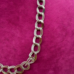 Dokulu Halka Geçişli Gümüş Zincir Çelik Kolye - 45 cm