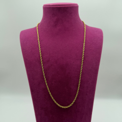 Altın Rengi İnce Burgu Zincir Çelik Kolye - 60 cm