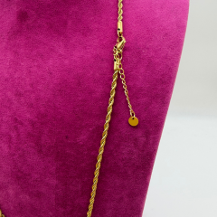 Altın Rengi İnce Burgu Zincir Çelik Kolye - 60 cm