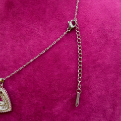 Baget Taşlı Gümüş Modern Kalp Çelik Kolye - 45 cm