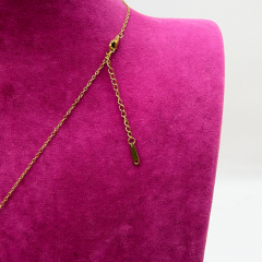 Ay Yıldız Detaylı Madalyon Figürlü Gold Çelik Kolye - 45 cm