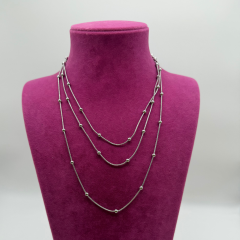 Dorika Topçuk Çoklu Gümüş Rengi Çelik Kolye