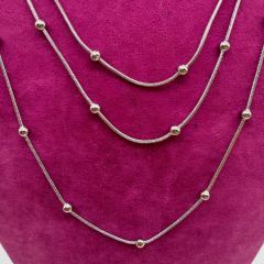 Dorika Topçuk Çoklu Gümüş Rengi Çelik Kolye