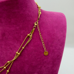 Dorika Topçuk Çoklu Altın Rengi Çelik Kolye