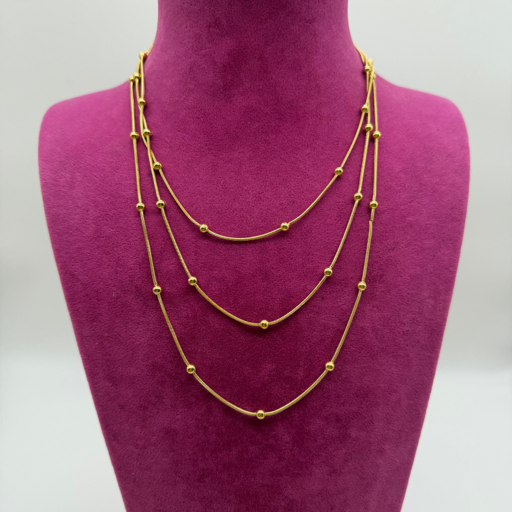 Dorika Topçuk Çoklu Altın Rengi Çelik Kolye