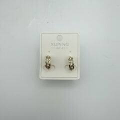 Zincir Formlu Taş Detaylı Gold Mini Halka Küpe