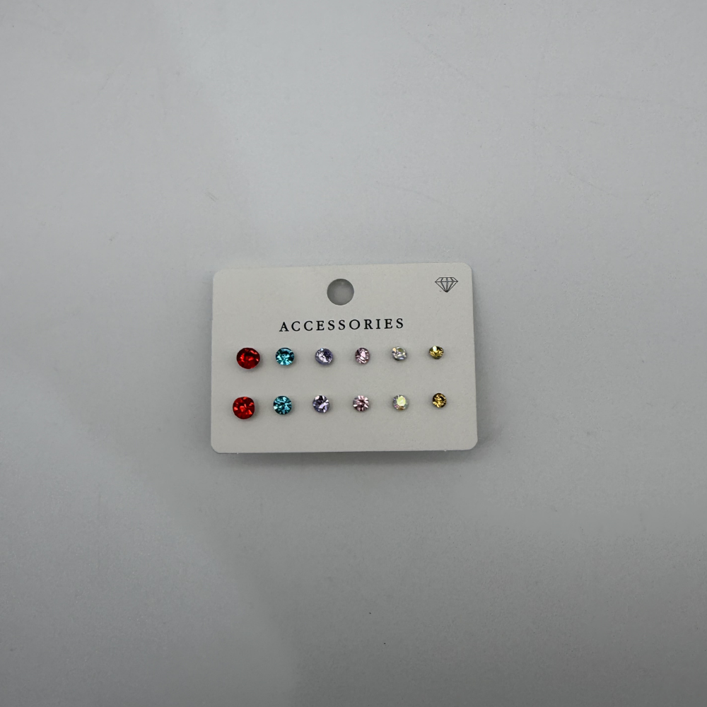 Renkli Zirkon Taşlı Çoklu Küpe Seti