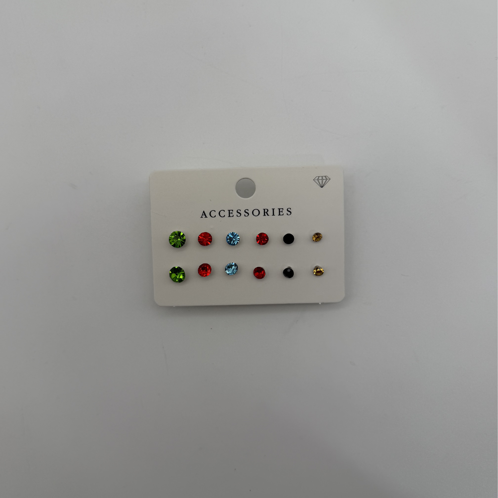 Renkli Zirkon Taşlı Çoklu Küpe Seti