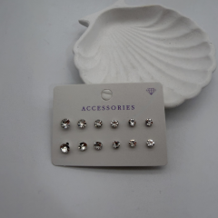 Beyaz Zirkon Taşlı Çoklu Küpe Seti