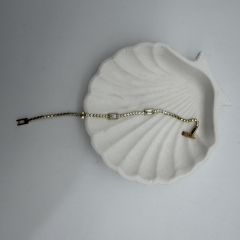 Gold Dikdörtgen Zirkon Taş Detaylı Su Yolu Bileklik