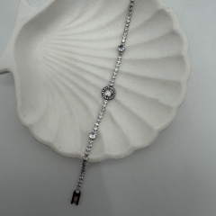 Yuvarlak Taş Detaylı Zirkon Su Yolu Bileklik