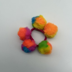 Renkli Ponpon Detaylı Çocuk Saç Lastiği