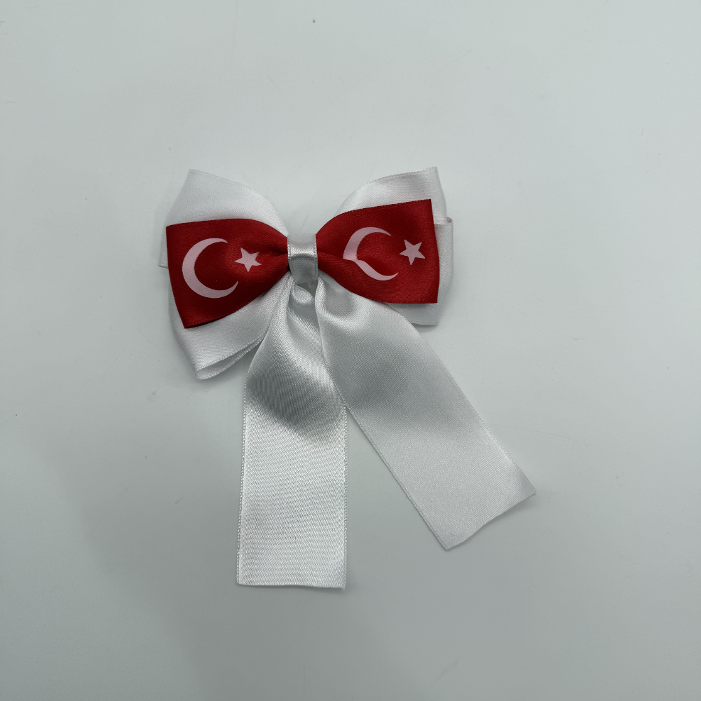 Türk Bayraklı Beyaz Kırmızı Fiyonk Toka