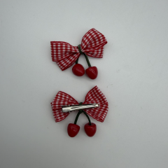 Kiraz Detaylı Pötikare Fiyonk Toka Seti