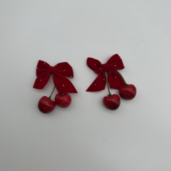 Kiraz Detaylı Kırmızı Fiyonk Toka Seti