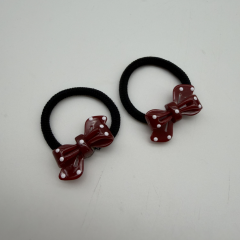 Puantiyeli Fiyonk Detaylı Siyah Saç Lastiği Seti