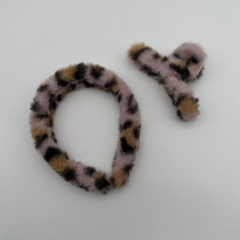 Peluş Leopar Desenli Taç ve Mandal Toka Seti